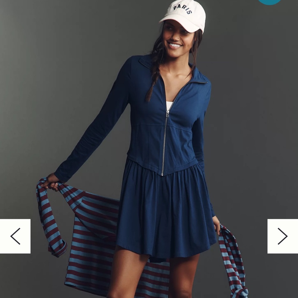 Daily Practice Anthropologie Zip Front Athletic Mini Dress 100% cotton